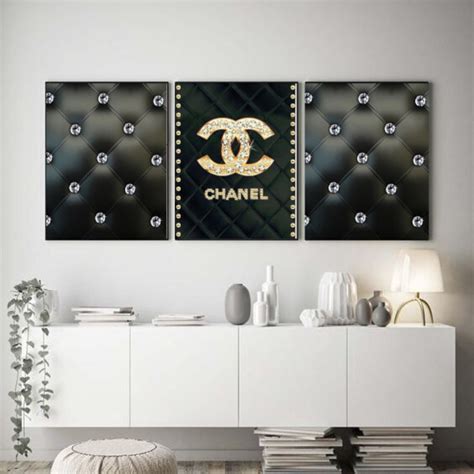 teal chanel floral wall art